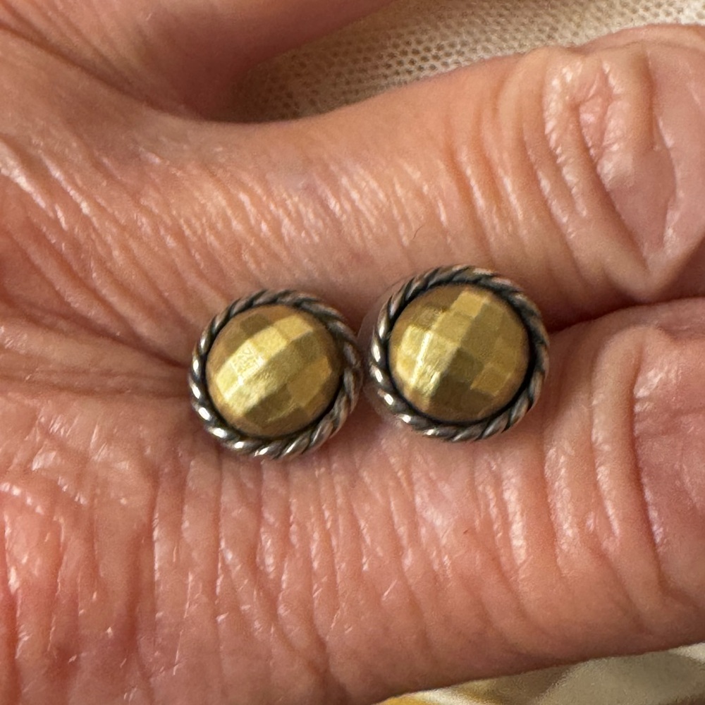 David Yurman 18kt yellow gold and sterling silver dome earrings